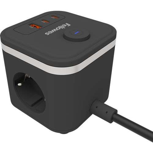 Fellowes PowerCube Hálózati Elosztó Kapcsolóval 3DIN 2m Black