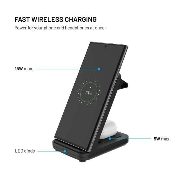 FIXED 3 in 1 Wireless töltő, fekete