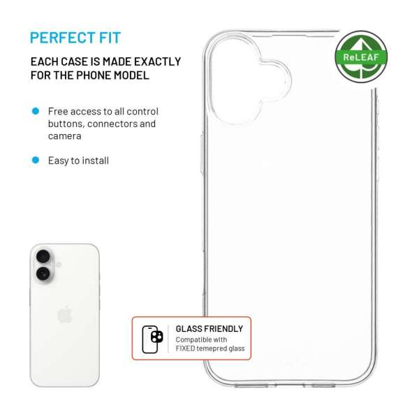 FIXED AntiUV TPU géltok Apple iPhone 16 Plus készülékhez, átlátszó