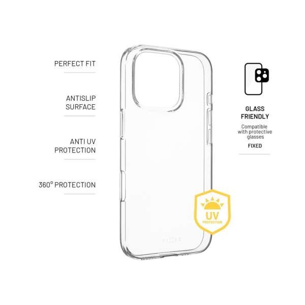 FIXED AntiUV TPU géltok Apple iPhone 16 Pro készülékhez, átlátszó