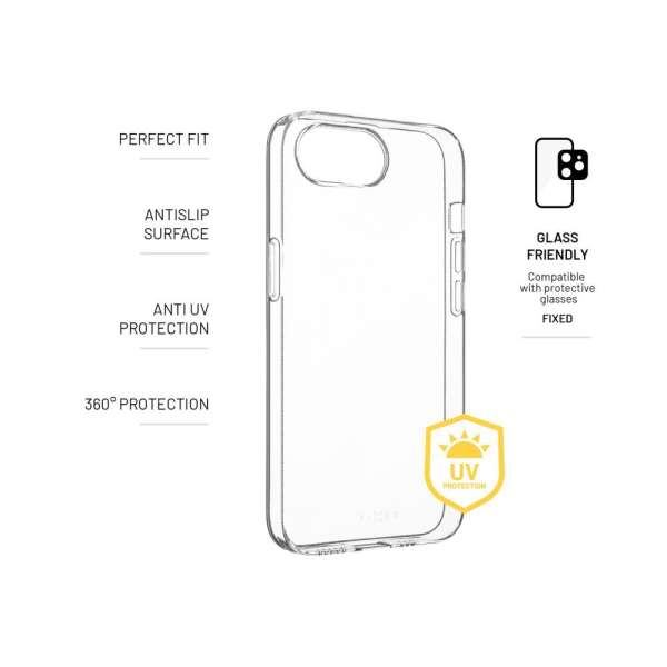 FIXED AntiUV TPU telefontok Apple iPhone 16e telefonhoz, átlátszó