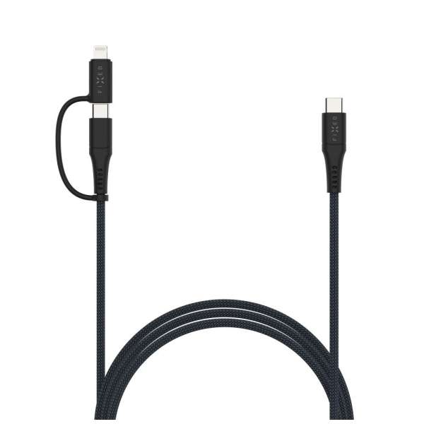 FIXED USB-C/USB-C/Lightning MFi PD 60W adapter kábel 1,2m szürke