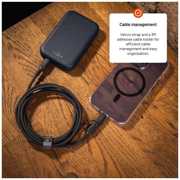 FIXED USB-C/USB-C/Lightning MFi PD 60W adapter kábel 2m szürke