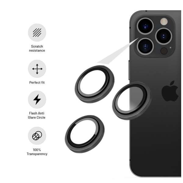 FIXED biztonsági kameraüveg Apple iPhone 14 Pro/14 Pro Max-hoz, űrszürke