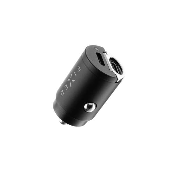 FIXED Dual USB-C Car Charger 30W + USB-C/Lightning Cable Black
