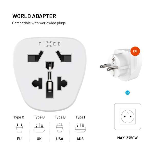FIXED EU adapter 2, fehér