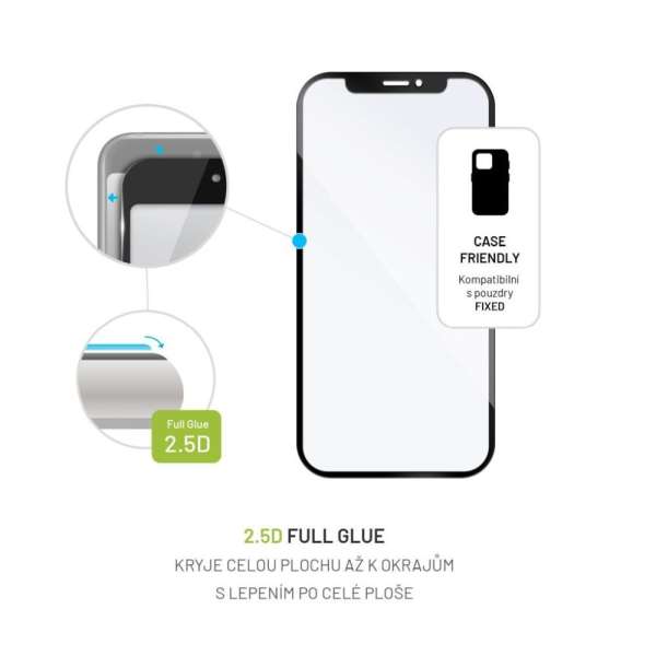 FIXED teljes képernyőt védő 2,5D edzett üveg a Motorola Moto G54 5G készülékhez, fekete