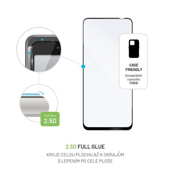 FIXED teljes kijelzőt fedő 2,5D edzett üvegfólia Xiaomi Redmi Note 12S, fekete