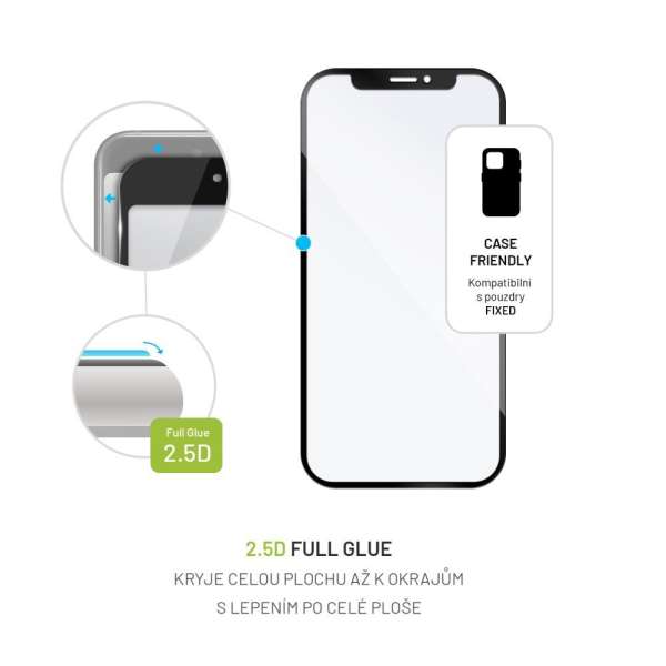 FIXED teljes képernyőt védő 2,5D edzett üveg Xiaomi Redmi Note 13 5G, fekete