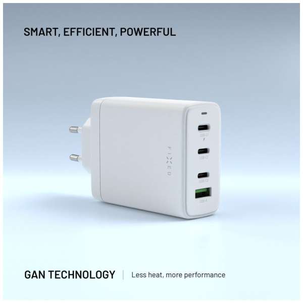 FIXED GaN 3xUSB-C/USB utazós töltő 120W, fehér