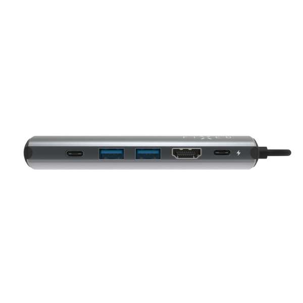 FIXED USB Type-C adapter, 2*USB-A, 1*-USB-C, 1*USB-C PD 100W, 1*RJ45 Gigabit, 1*HDMI 1.4 4k @ 60Hz, aluminium ház
