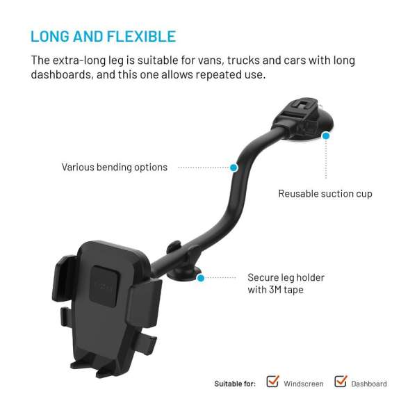 FIXED Iconiq Flex XL univerzális autós tartó, fekete