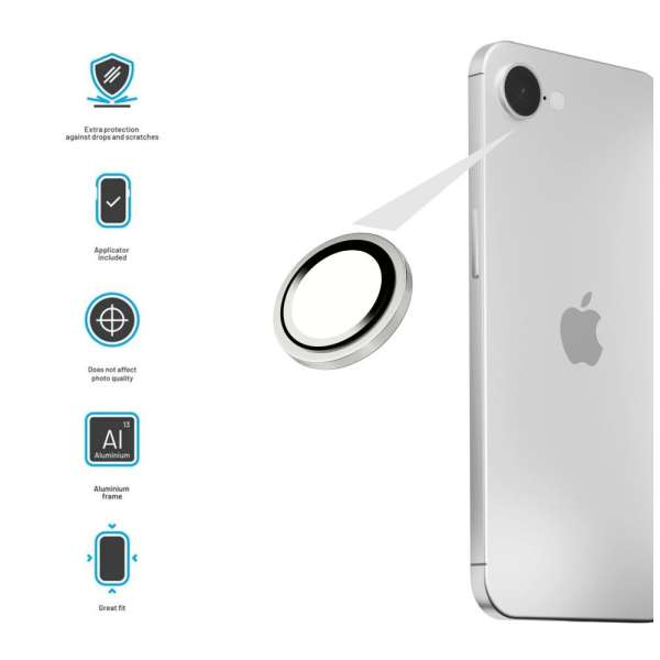 FIXED kamera lencsevédő Apple iPhone 16e, ezüst