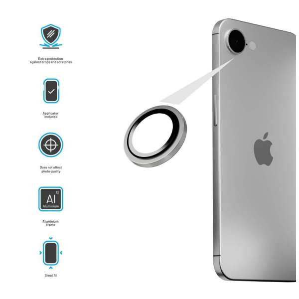FIXED kamera lencsevédő Apple iPhone 16e, szürke