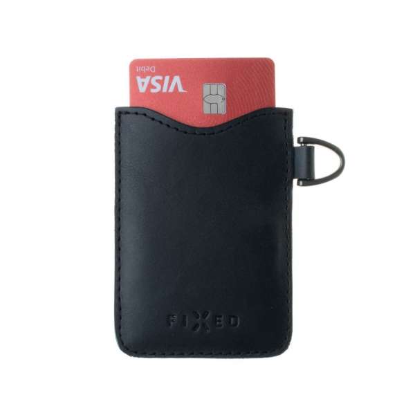 FIXED Cards valódi bőr tok, fekete