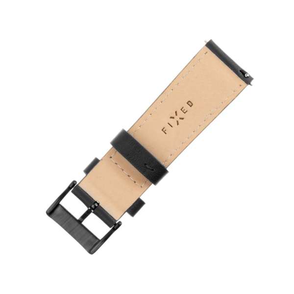 FIXED bőr óraszíj okosórákhoz, 20mm széles, Fekete