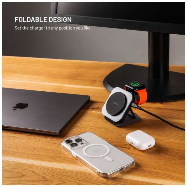 FIXED MagFlex vezeték nélküli töltő, 3 eszköz egyidejű töltése, MagSafe támogatás, szürke