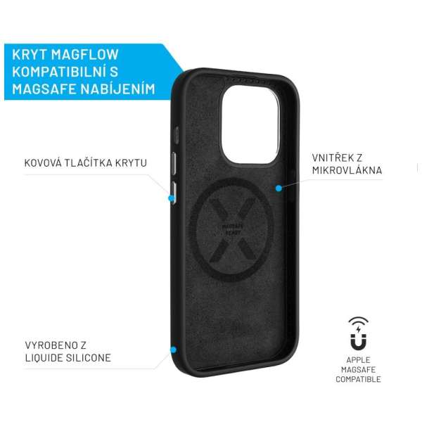 FIXED MagFlow szilikon tok MagSafe támogatással a Samsung Galaxy S24 Ultra készülékhez, fekete