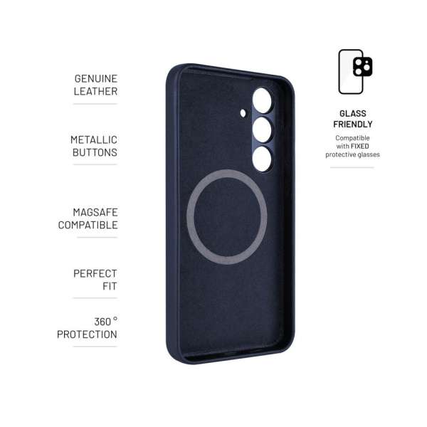 FIXED MagLeather valódi bőr telefontok Samsung Galaxy S24+ készülékhez, kék, FIXLM-1257-BL