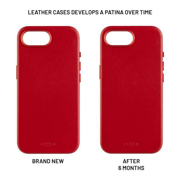 FIXED MagLeather telefontok MagSafe kompatibilis Apple iPhone 16e-hez, piros