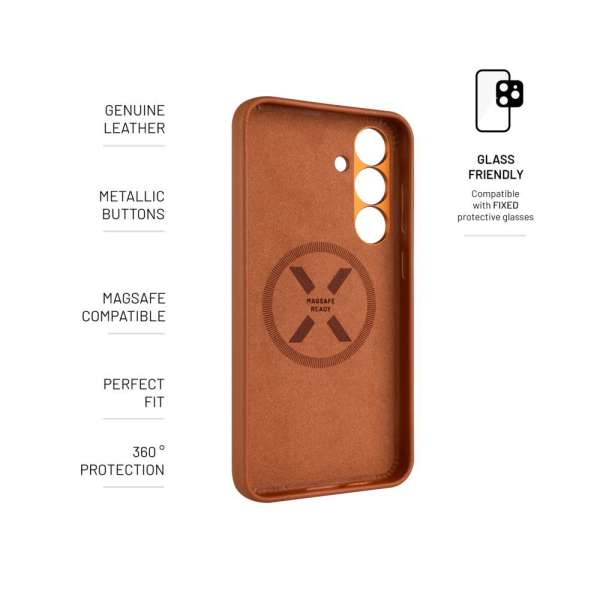 FIXED MagLeather telefontok Samsung Galaxy S25+-hoz, barna