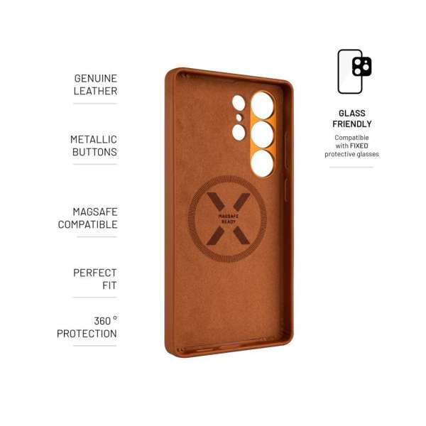 FIXED MagLeather telefontok Samsung Galaxy S25 Ultra-hoz, barna