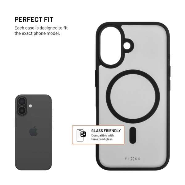 FIXED MagMisty telefontok Apple iPhone 16 készülékhez, fekete