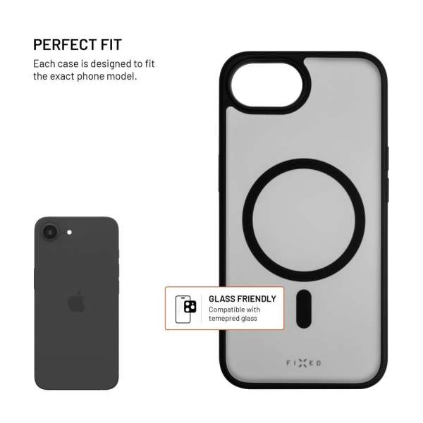 FIXED MagMisty telefontok Apple iPhone 16e készülékhez, fekete