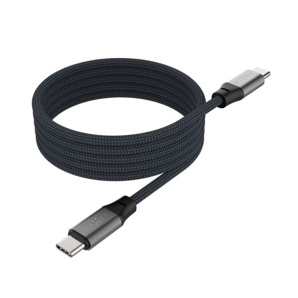 FIXED Mágneses fonott kábel, USB-C/USB-C 2m, szürke