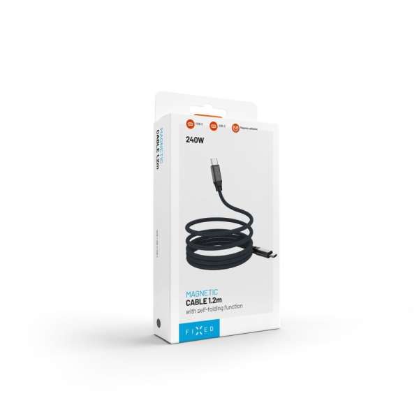 FIXED Magnetic Braided Cable USB-C/USB-C, 1,2m USB2.0 240W Gray
