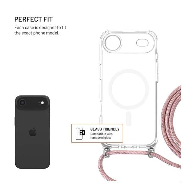 FIXED MagPure Neck tok Apple iPhone Air készülékhez, rózsaszín