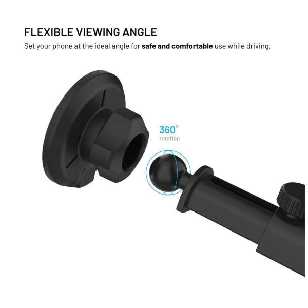 FIXED MagRound 2 XL Qi2 autós tartó wireless töltővel, fekete