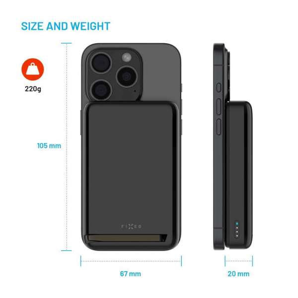 FIXED MagZen 10 Pro Qi2 standard 10000mAh PowerBank fekete