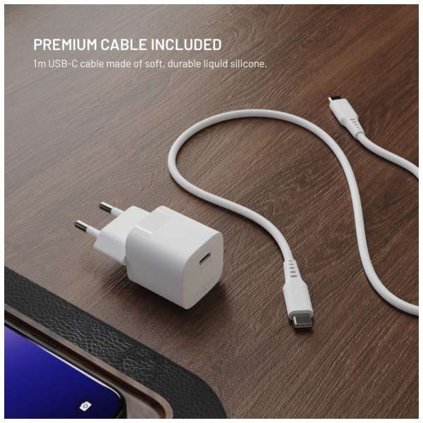 FIXED Mini GaN Charger 30W + USB-C/USB-C Cable White