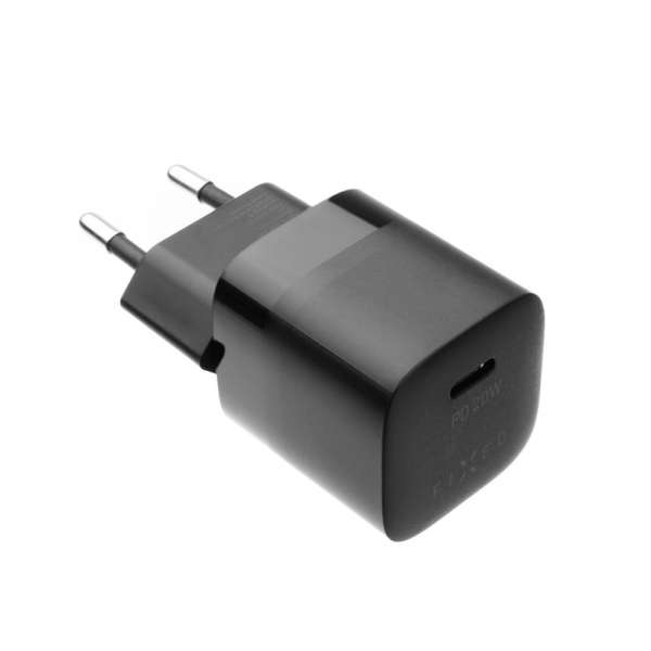 FIXED Mini hálózati töltőkészlet USB-C kimenettel és USB-C/Lightning kábellel 20W 1m, fekete