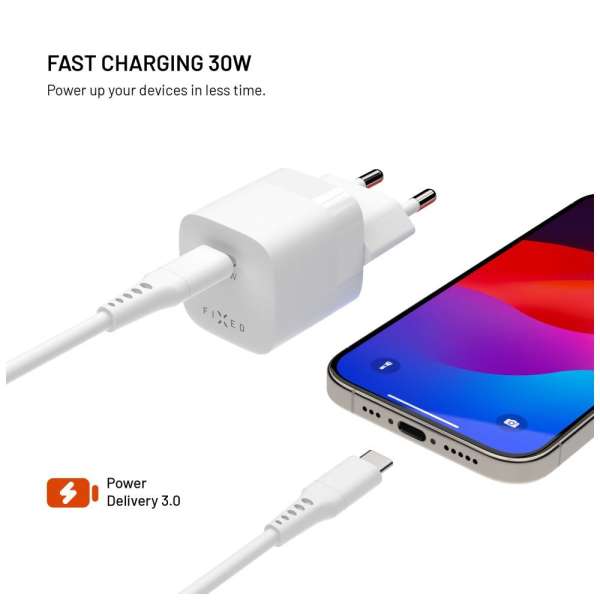 FIXED Mini USB-C GaN Charger 30W White