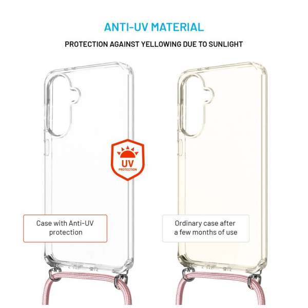 FIXED nyakba akasztaható átlátszó tok Samsung Galaxy A36 5G, rózsaszín