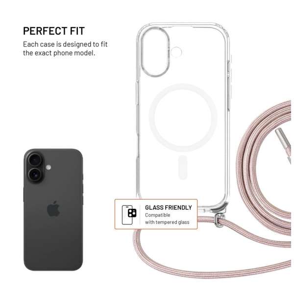 FIXED Nyakbaakasztható MagPure tok Apple iPhone 17 telefonhoz, rózsaszín