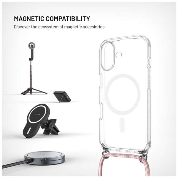 FIXED Nyakbaakasztható MagPure tok Apple iPhone 17 telefonhoz, rózsaszín
