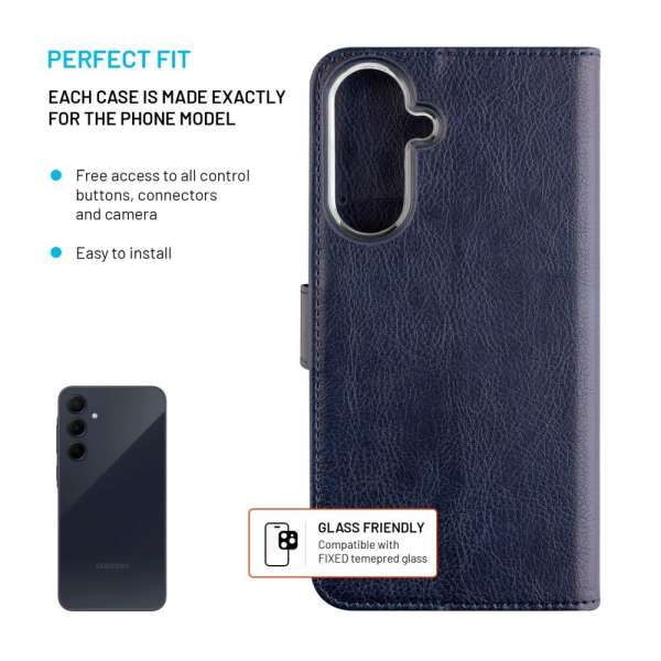 FIXED oldalra nyíló telefon tok Samsung Galaxy A36 5G telefonhoz, kék