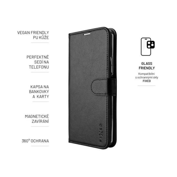 FIXED Opus oldalra nyíló telefontok műbőr TCL 40 NxtPaper 5G készülékhez, fekete, FIXOP3-1241-BK