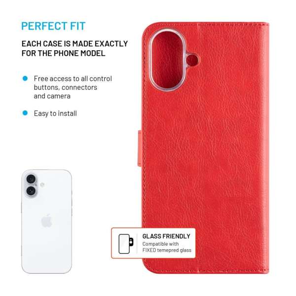 FIXED Opus oldalra nyíló telefontok Apple iPhone 16 készülékhez, piros
