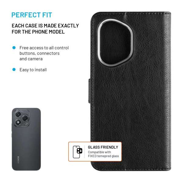 FIXED Opus oldalra nyíló telefontok Honor 400 készülékhez, fekete
