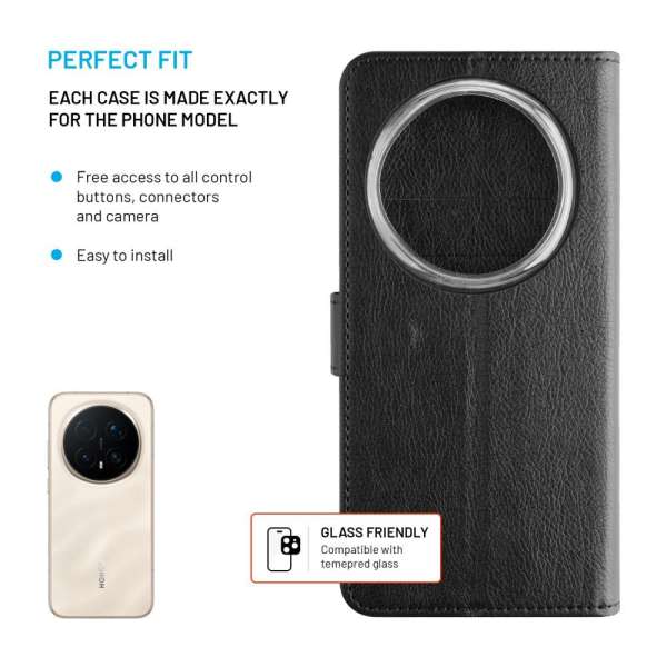 FIXED Opus oldalra nyíló telefontok Honor Magic 8 Pro 5G készülékhez, fekete
