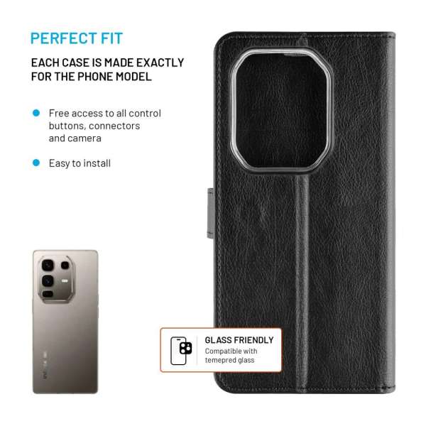 FIXED Opus oldalra nyíló telefontok Infinix Note 50 Pro+ 5G készülékhez, fekete