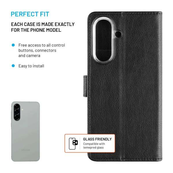 FIXED Opus oldalra nyíló telefontok Samsung Galaxy A57 5G készülékhez, fekete