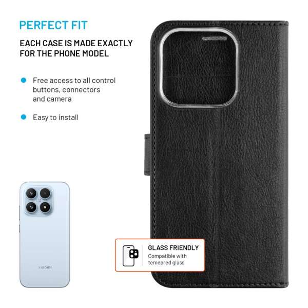 FIXED Opus oldalra nyíló telefontok Xiaomi 17 készülékhez, fekete