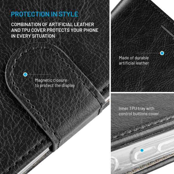 FIXED Opus oldalra nyíló telefontok Xiaomi Redmi Note 14s készülékhez, fekete