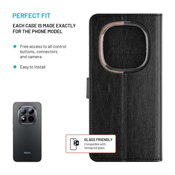 FIXED Opus oldalra nyíló telefontok Xiaomi Redmi Note 15 Pro+ 5G készülékhez, fekete