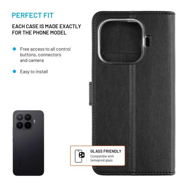 FIXED Opus oldalranyíló könyvtok Xiaomi 17T készülékhez, fekete